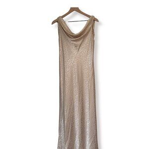 Marina Women's Cream Leopard Maxi Cowl Neck Dress